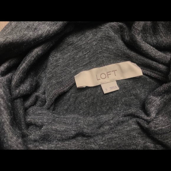 LOFT Grey Mock Neck Long Sleeve Loose Fitting Top - Picture 4 of 4